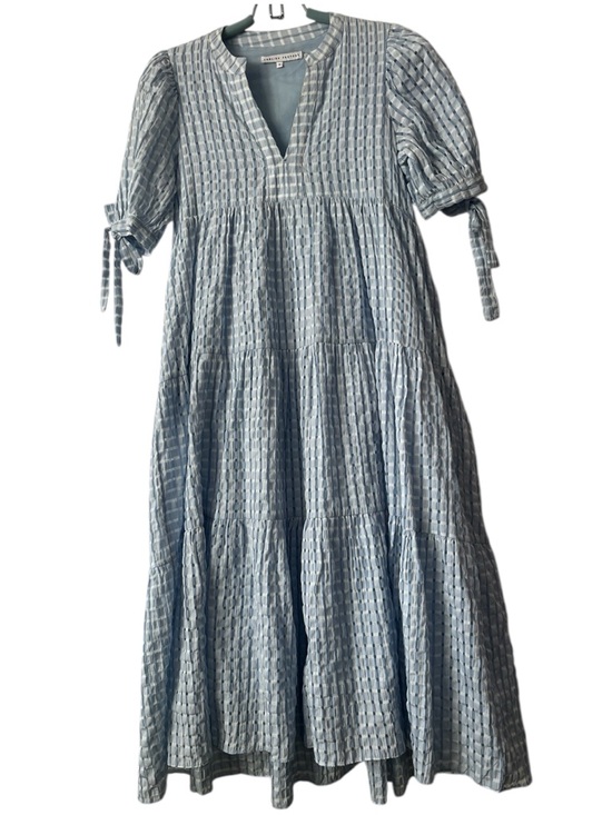 English Factory Gingham Tiered Midi Dress Bow Tie Sleeves S - Picture 5 of 9